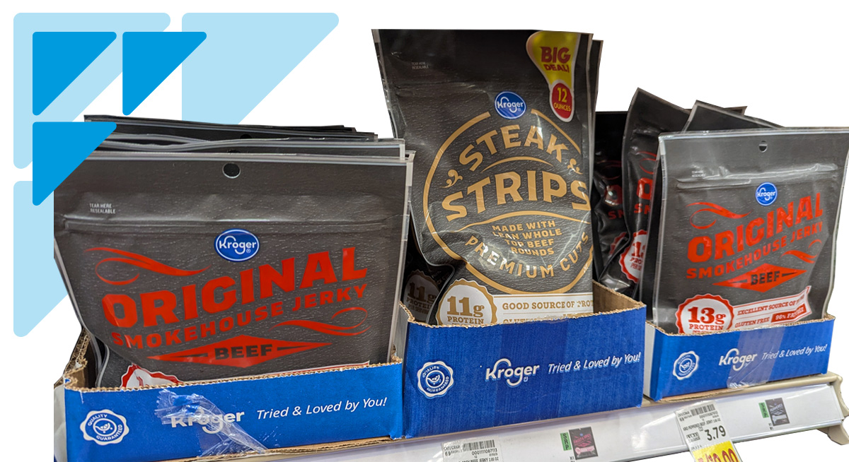 beef jerky bags in shelf-ready solution